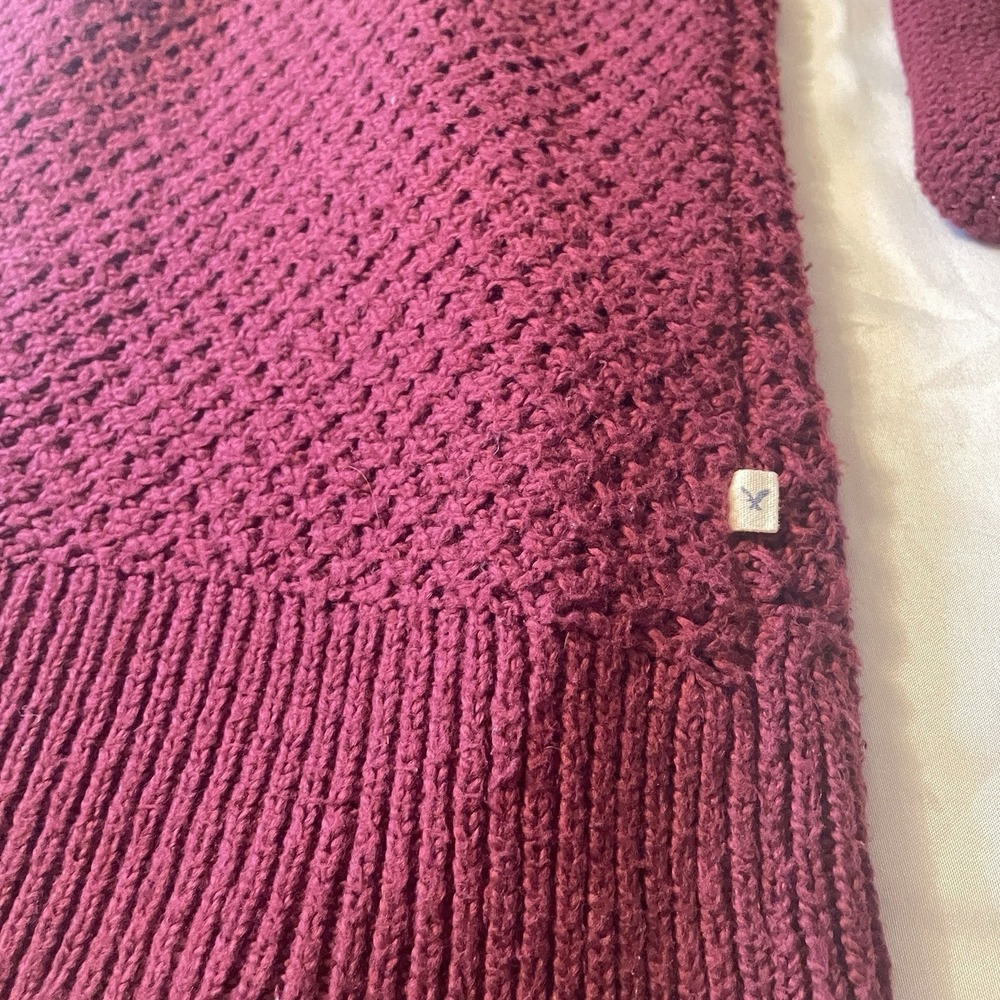 American Eagle Sweater Womens Small Burgundy Cowl Neck Textured Knit Pullover - Picture 4 of 9